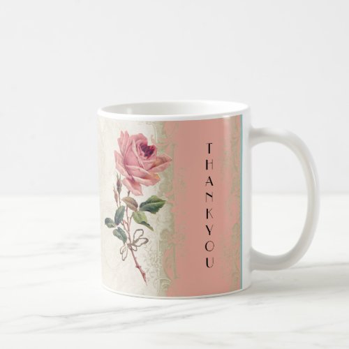 Baroque Style Vintage Rose Salmon n Cream Lace Coffee Mug