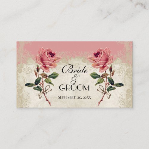 Baroque Style Vintage Rose Table Number Card