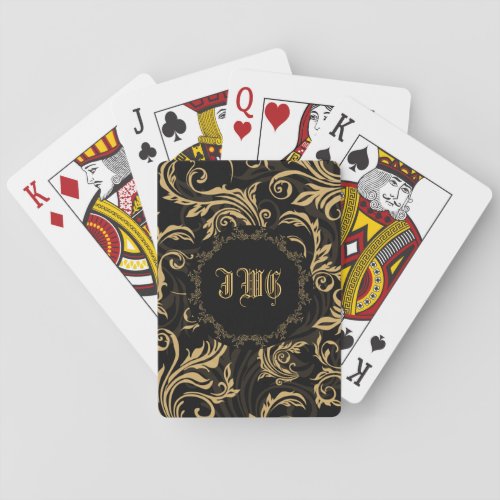 Baroque Swirls Monogram Bicycle Playing Cards