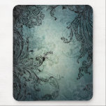 Baroque Swirls Mousepad<br><div class="desc">Richly-textured design featuring layers of ornate engraved swirls on a deep blue shaded distressed damask background.</div>