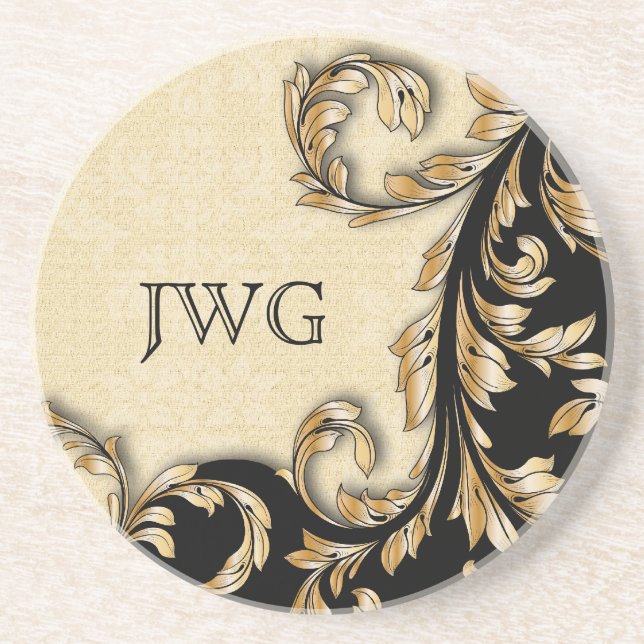 Baroque Swirls Personalized Coaster (Front)