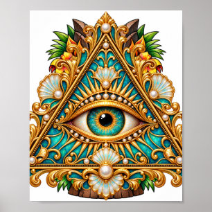 Baroque Teal Eye Poster