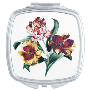 Baroque Tulip Floral Compact Mirror