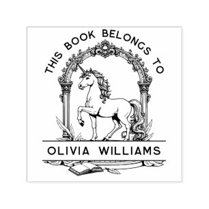 Baroque Unicorn Bookplate Stamp