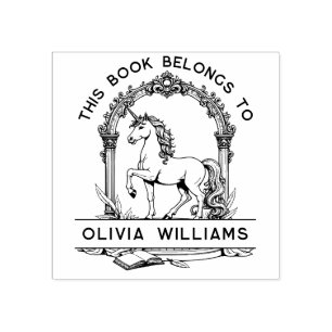 Baroque Unicorn Bookplate Stamp