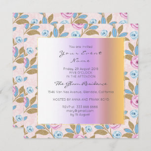 Baroque Versaille Marie Antoinette Floral Pastel Invitation