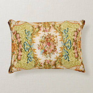 Baroque Victorian floral rose french tapestry Accent Pillow