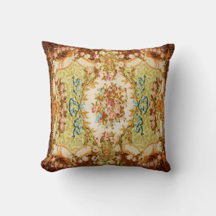 Baroque Victorian floral rose french tapestry Throw Pillow