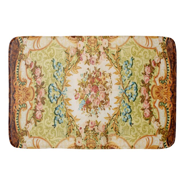 Baroque Victorian floral rose tapestry Bath Mat (Front)