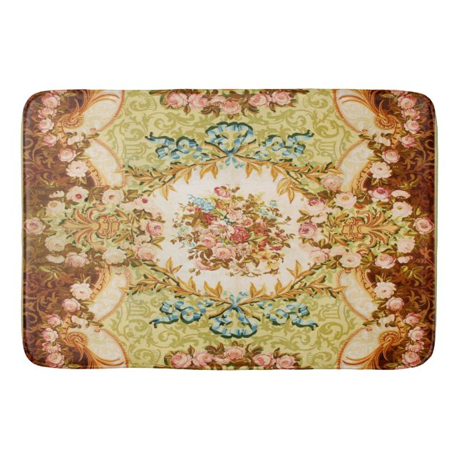 Baroque Victorian floral rose tapestry Bath Mat (Front)