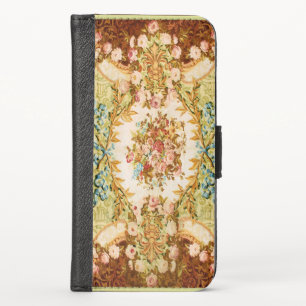 Baroque Victorian floral rose tapestry iPhone X Wallet Case