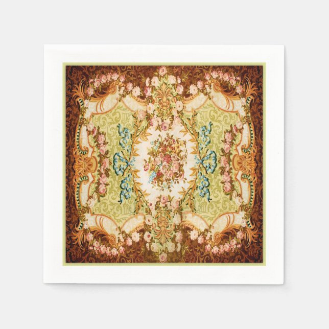 Baroque Victorian floral rose tapestry Napkins (Front)