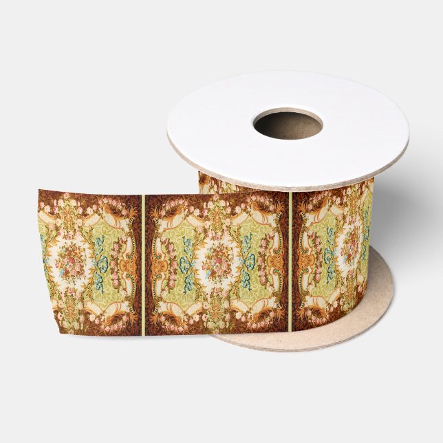 Baroque Victorian floral rose tapestry Satin Ribbon (Spool)