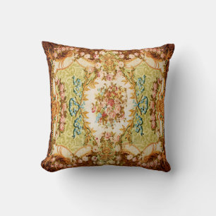 Baroque Victorian floral rose tapestry Throw Pillow