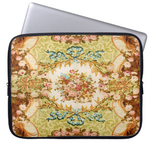 Baroque Victorian floral tapestry look brown pink Laptop Sleeve