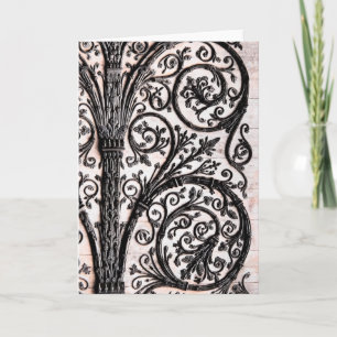 Baroque Vintage Architectural Decorative Ironwork Card