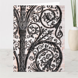 Baroque Vintage Architectural Decorative Ironwork Card