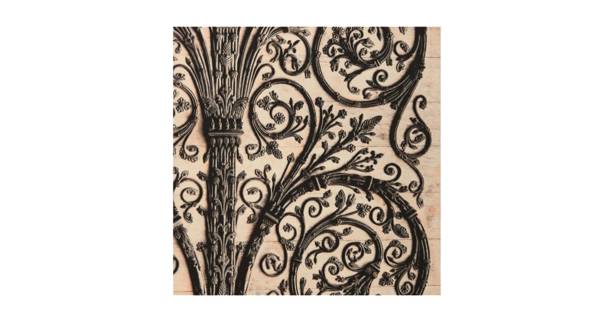 Baroque Vintage Architectural Decorative Ironwork Wood Wall Decor