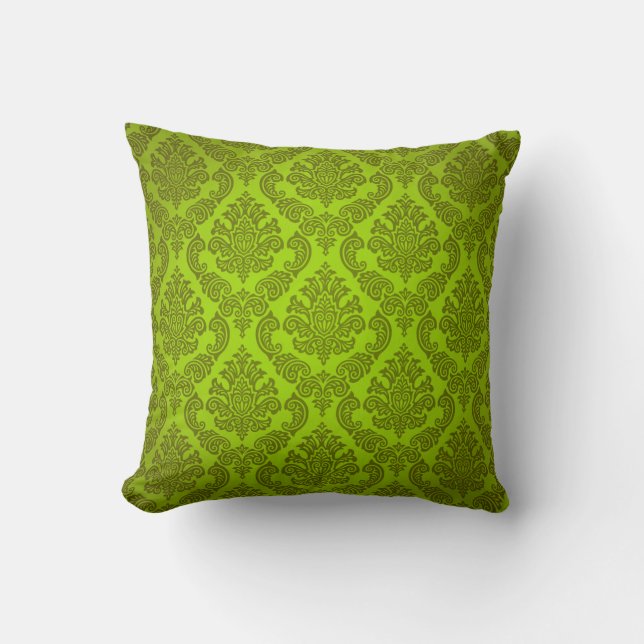 Baroque Vintage Damask | citron Throw Pillow (Front)