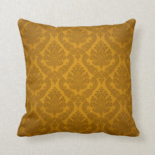 Baroque Vintage Damask gold Throw Pillow