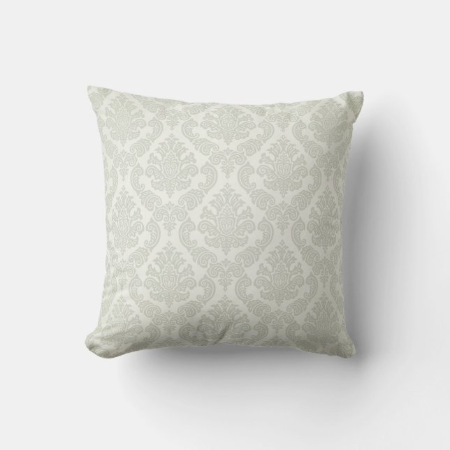 Baroque Vintage Damask | ice white Throw Pillow (Front)