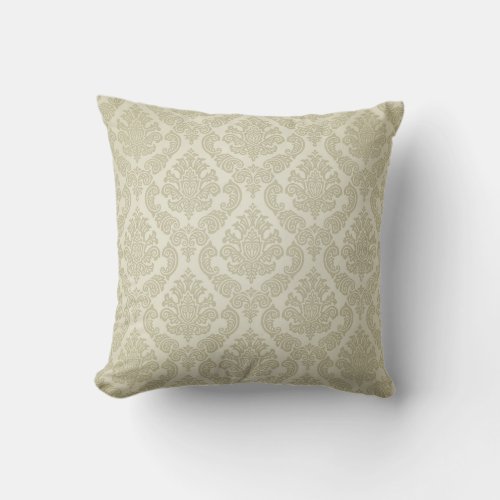 Baroque Vintage Damask  putty Throw Pillow