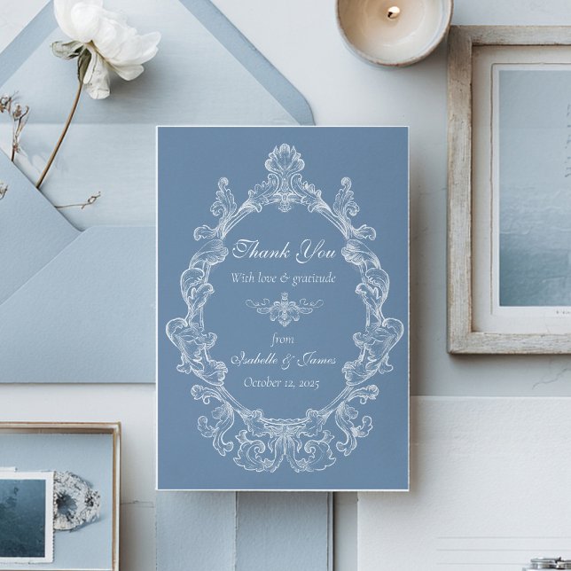 Baroque Vintage Damask Wedding Thank You Card (Creator Uploaded)