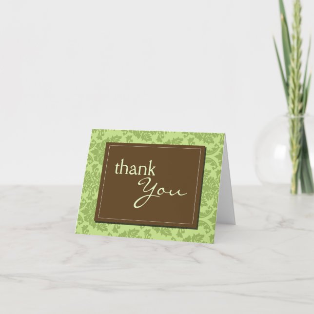 Baroque Vintage Green Thank You Card (Front)