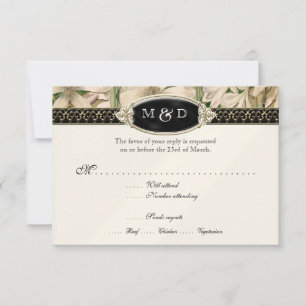 Baroque Vintage Lily Formal Elegant Wedding RSVP Card