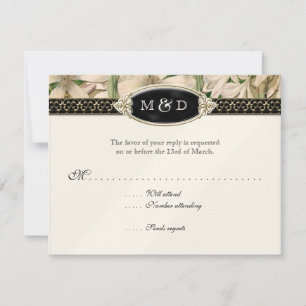 Baroque Vintage Lily Formal Elegant Wedding RSVP Card