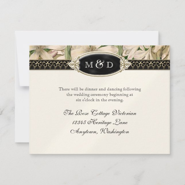 Baroque Vintage Lily Formal Wedding Reception Invitation (Front)