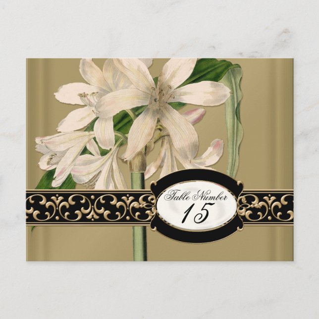 Baroque Vintage Lily Formal Wedding Table Numbers (Front)