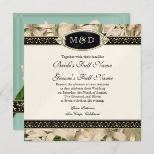 Baroque Vintage Lily Gold Formal Elegant Wedding Invitation