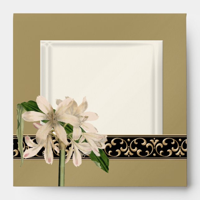 Baroque Vintage Lily Gold Formal Matching Envelope (Front)