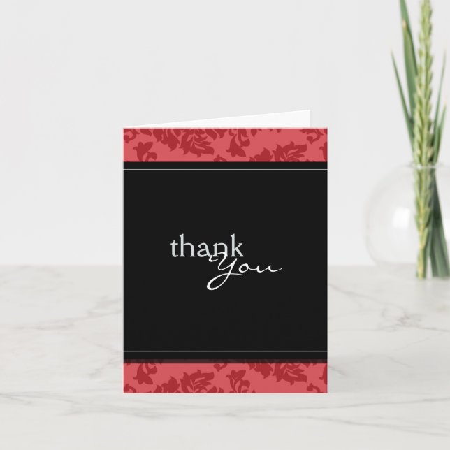 Baroque Vintage Red and Black Thank You Card (Front)