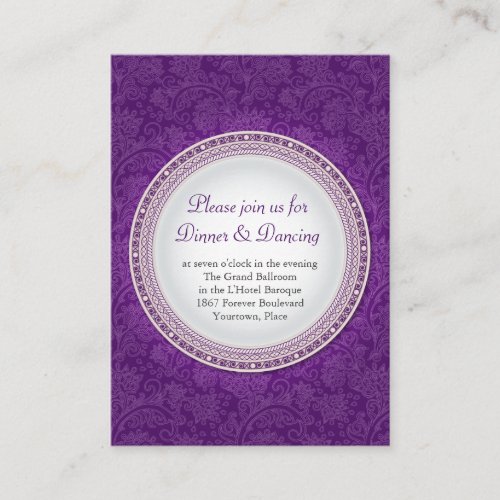 Baroque Violet Plaque Wedding Reception Card