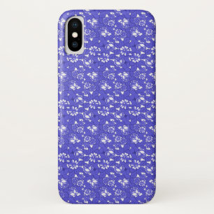Baroque wallpaper - blue Flower Pattern iPhone X Case