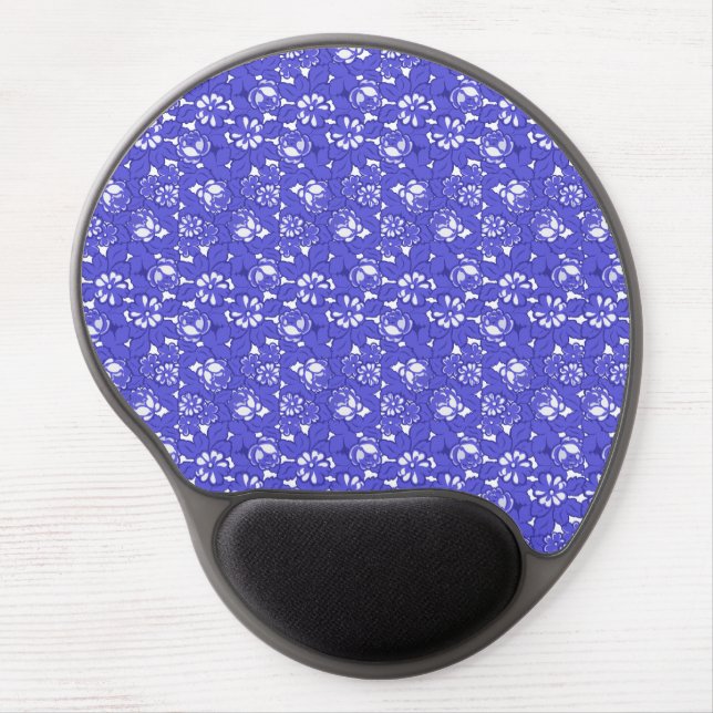 Baroque wallpaper - blue Flower Pattern Gel Mouse Pad (Front)