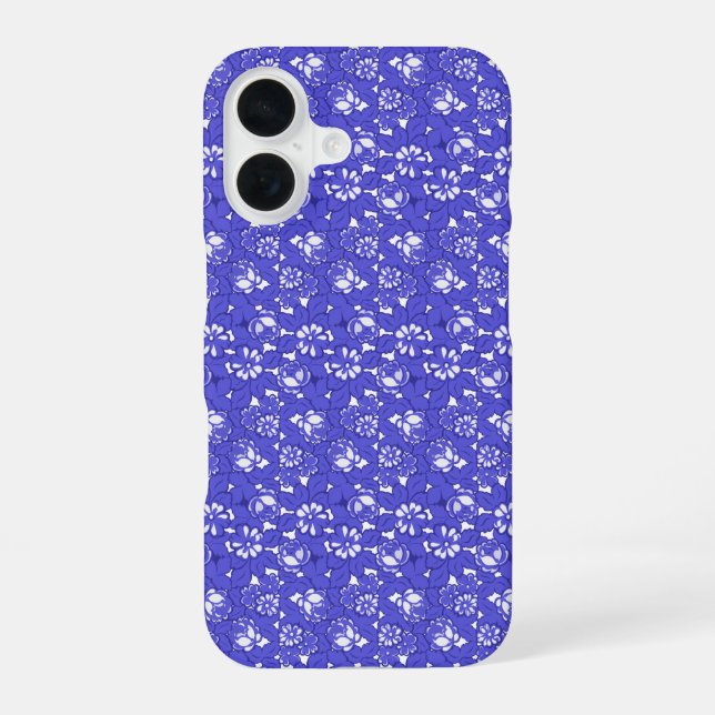 Baroque wallpaper - blue Flower Pattern Iphone Case (Back)