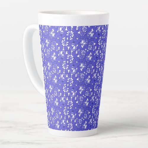 Baroque wallpaper _ blue Flower Pattern Latte Mug