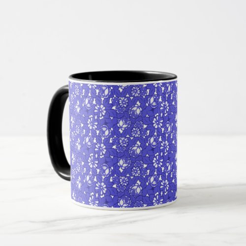 Baroque wallpaper _ blue flower pattern mug