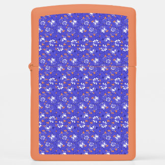 Baroque wallpaper - blue flower zippo lighter