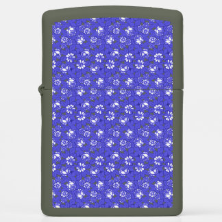 Baroque wallpaper - blue flower zippo lighter