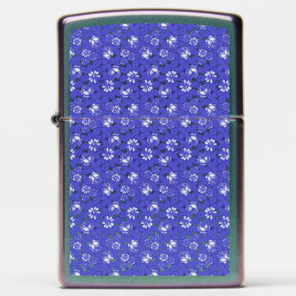 Baroque wallpaper - blue flower zippo lighter
