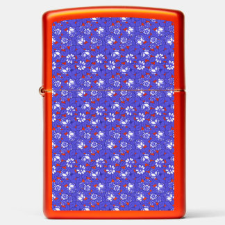 Baroque wallpaper - blue flower zippo lighter