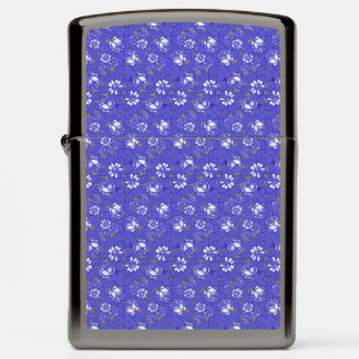 Baroque wallpaper - blue flower zippo lighter