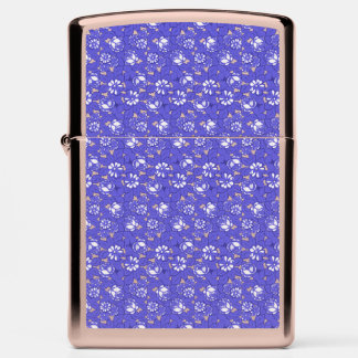 Baroque wallpaper - blue flower zippo lighter