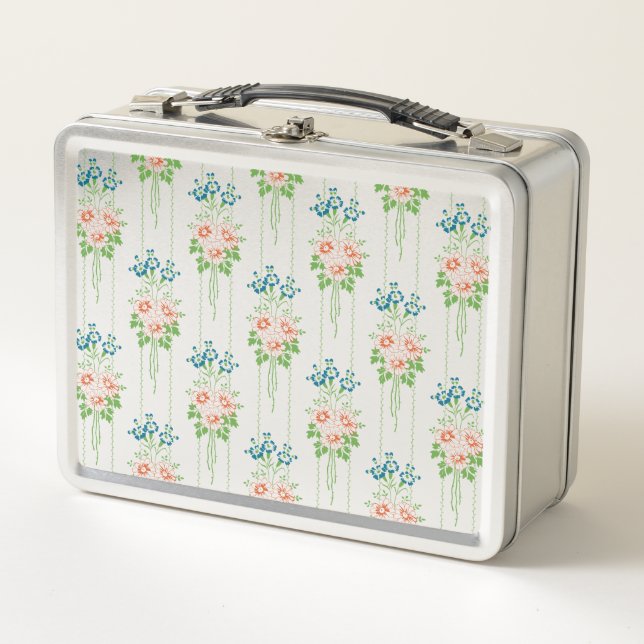 Baroque Wallpaper Flower bouquet Metal Lunch Box (Front)