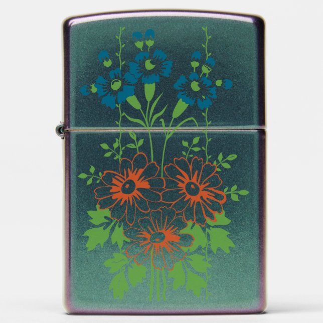 Baroque Wallpaper Flower bouquet Zippo Lighter (Front)