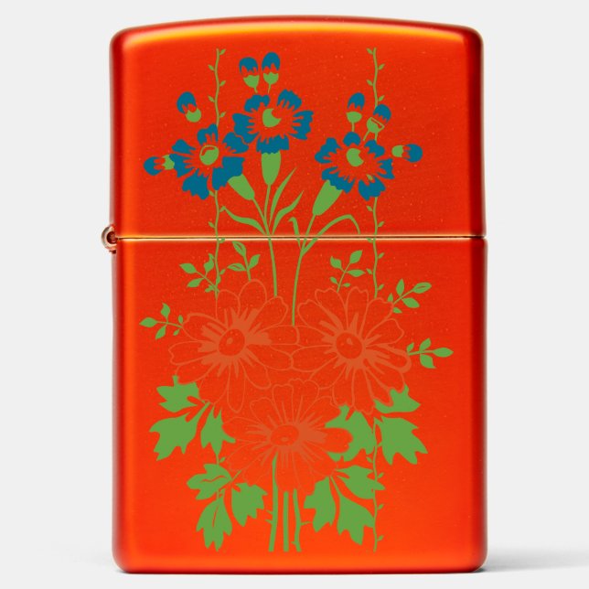 Baroque Wallpaper Flower bouquet Zippo Lighter (Front)